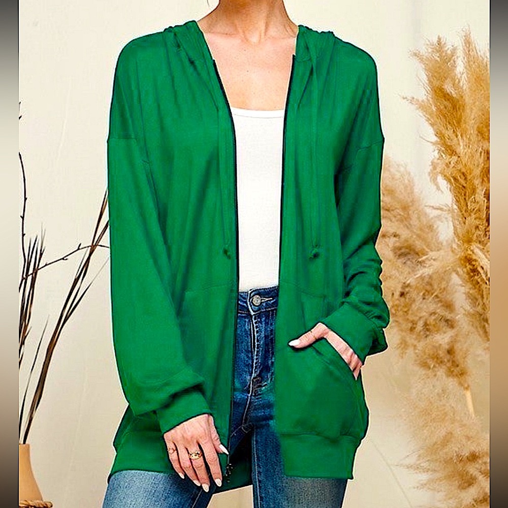 ☃️BOGO50%☃️ 🆕🌿BLUMIN: KELLY GREEN Full Zip Up Hoodie SMALL